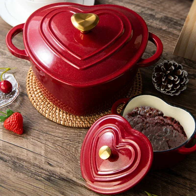 Creative Petal Shaped Enamel Pots, Non-Stick, Heat Storage, Stew Preservation Cooking Pot, Stylish Kitchenware