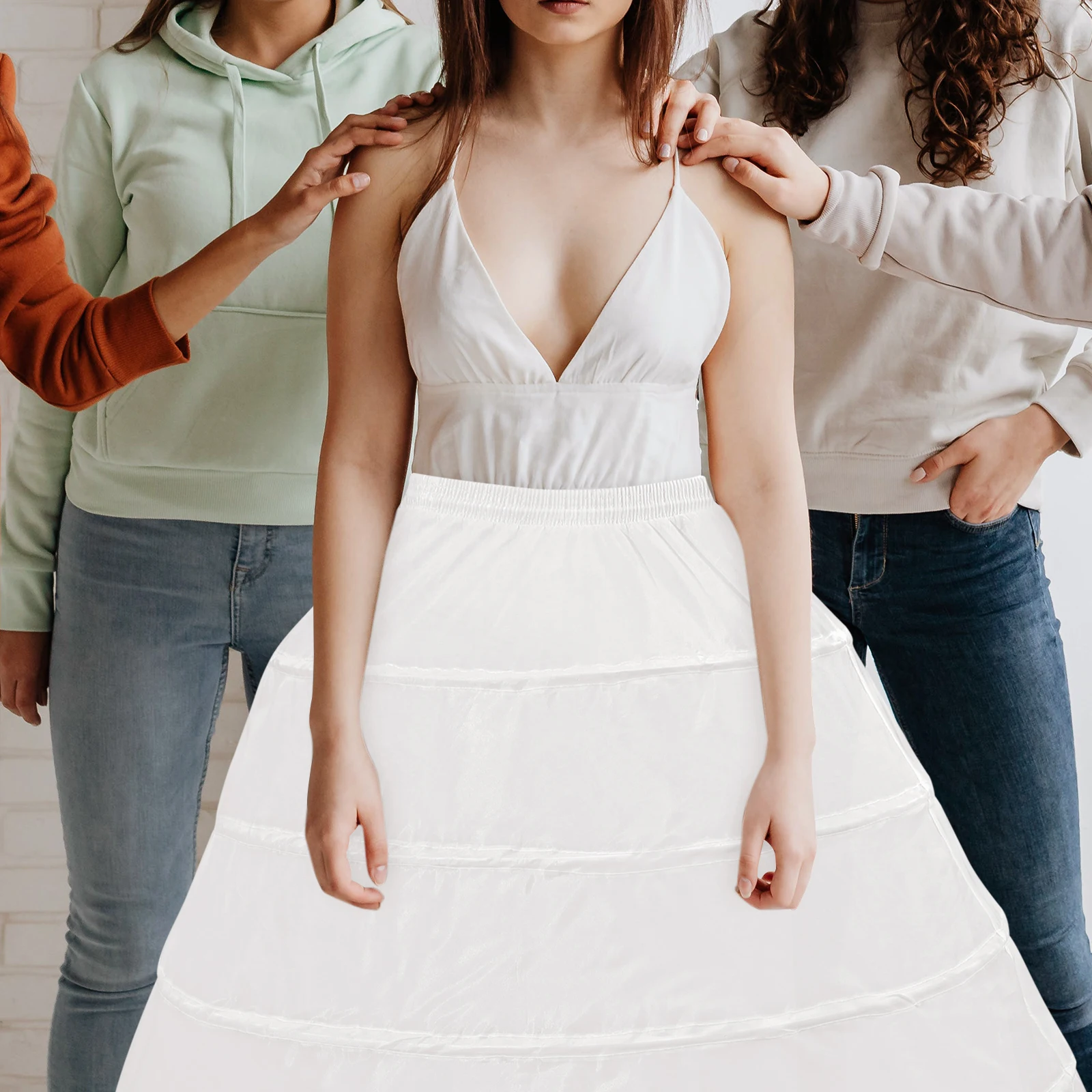 

6 White Wedding Petticoat Single Layer Bridal Skirt Dress Long Oversized Underskirt Comfortable Pannier Dome Shape Ball Gown