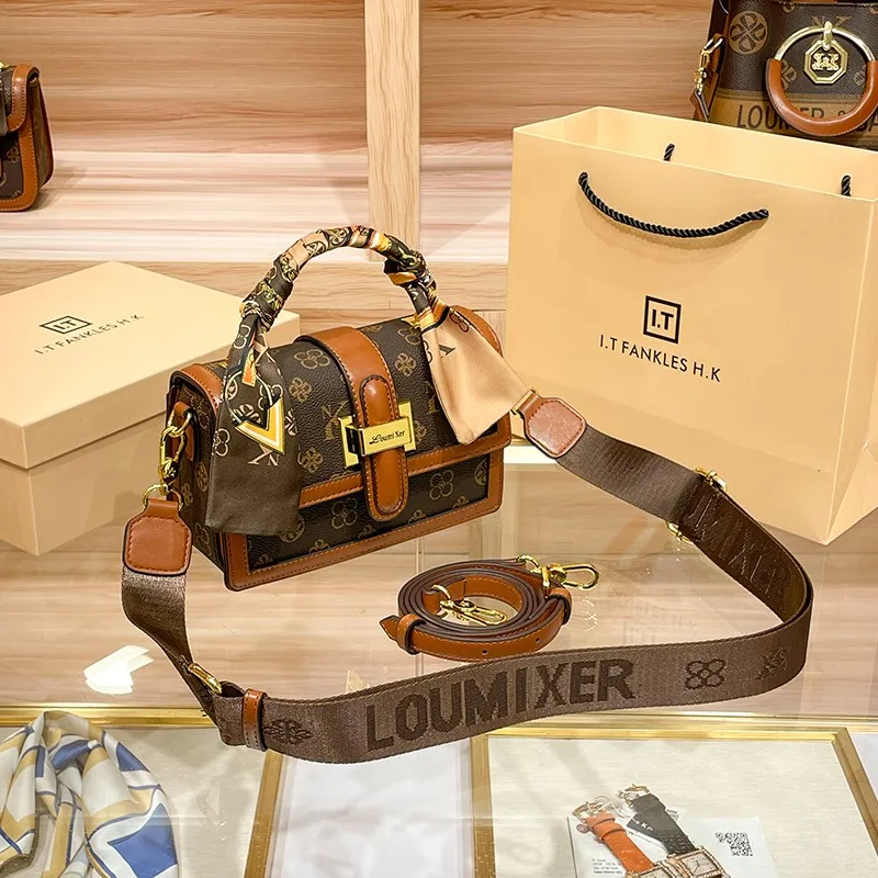 Brand women's handbag 2025 new autumn and winter designer shoulder crossbody bag fashionable and high-end small square bag