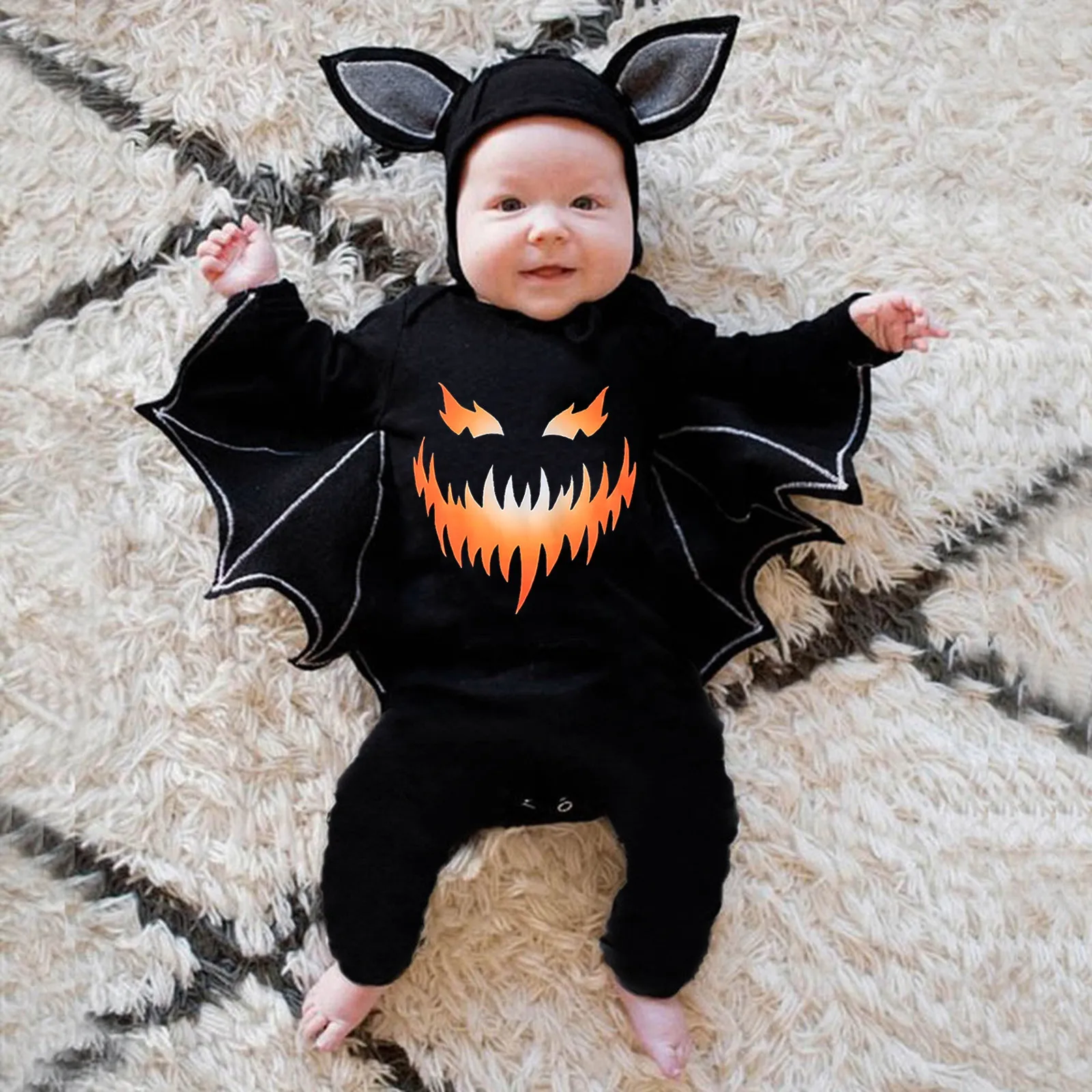 

Snap Romper Newborn Boys Girls Halloween Cartoon Prints Cosplay Romper Infant Costume Jumpsuits Hat Outfits Easter 9 Month Old