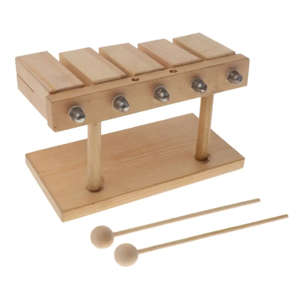 

Wooden Five- Block Wood Block Glockenspiel Percussion Instrument Toy