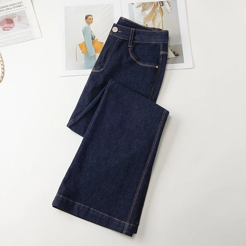 High Waist Bell Bot Jeans Women's Summer Slimming Denim Micro Flared Pants Casual Sle Cotton Polyester Blend Long Trousers