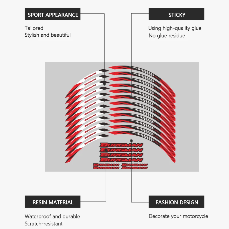 Naklejka na koło motocykla 15 14-calowa listwa na felgę do Suzuki Burgman 650 Akcesoria wykonawcze AN650 AN 650 02-2020 Wodoodporna naklejka