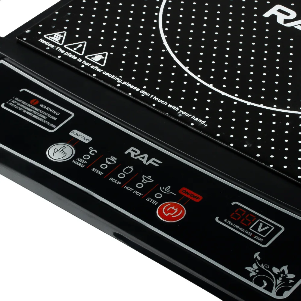 220V Smart Induction Cooker with Ceramic Panel Waterproof, Key-controlled for Cooking and Hot Pot, 2000W