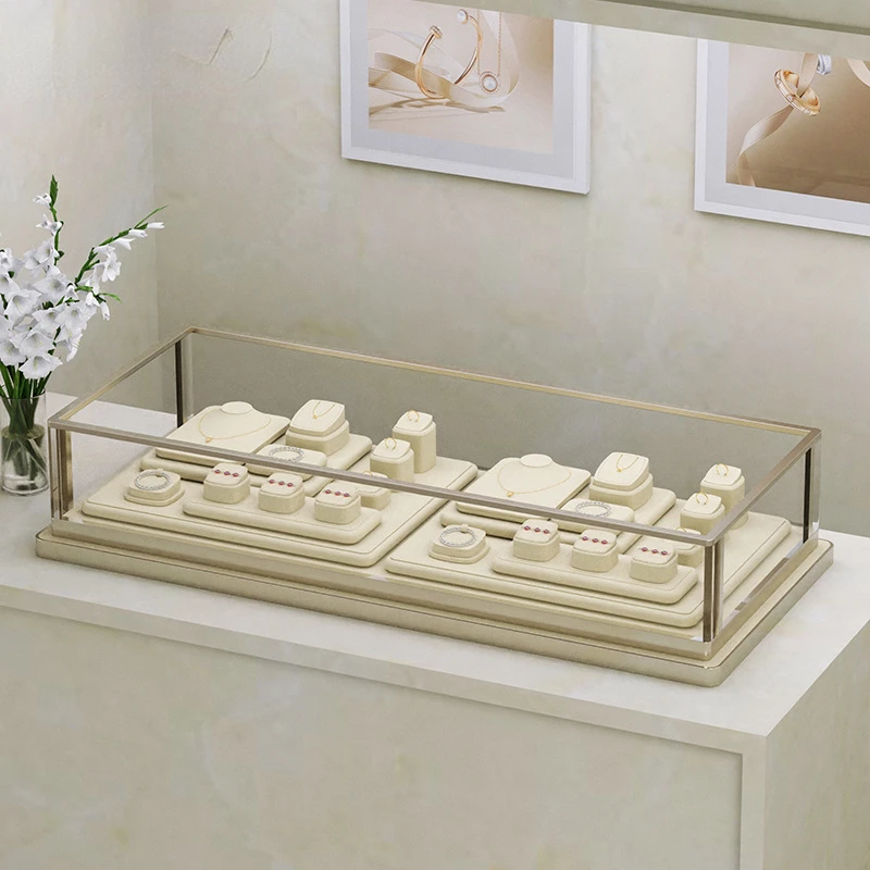 دعائم عرض الماس، حامل عرض مجوهرات خاتم الماس الفائق النعومة باللون البيج، حامل عرض المجوهرات المضاد