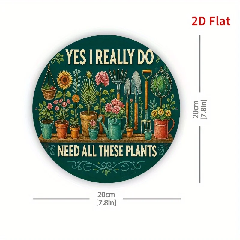2D Flat Funny Plant Lover Metal Wall Decor - 