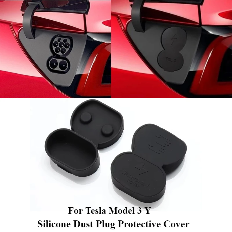 Silicone Dust Plug Protective Cover Waterproof Port Dust Cover for Tesla Model 3/Y Cap Black Charger Dust Protection Cover