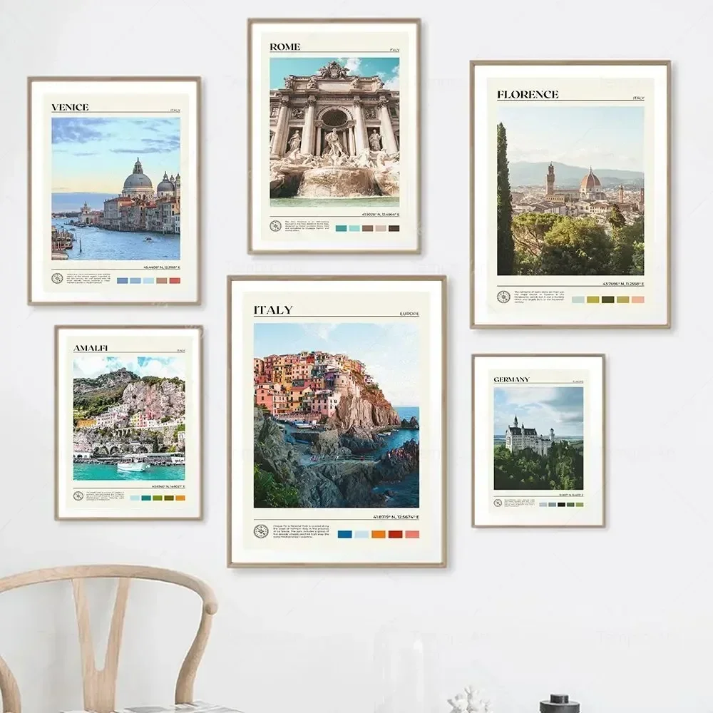 Italy Florence Adirondack Venice Amalfi Sicily Poster And Prints Canvas Painting Wall  Pictures Home Room Decor