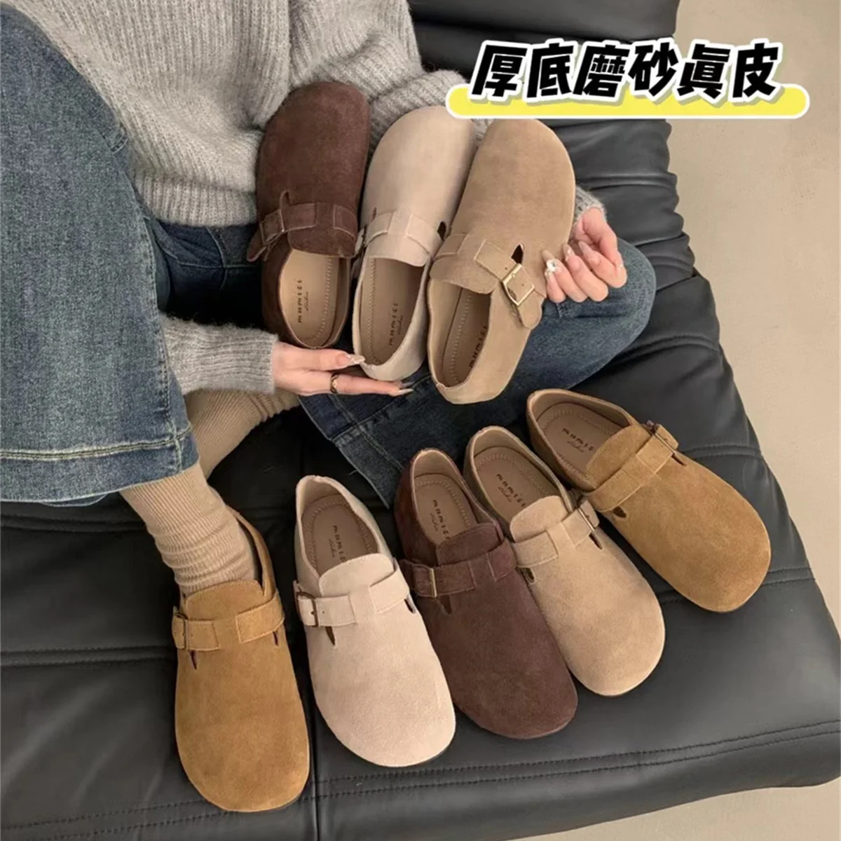 Leder Damenschuhe Casual Female Sneakers Flats Weiche Slipper mit Fell Herbst Slip-on Echtes Leder Kleid Herbst Slip On Winte