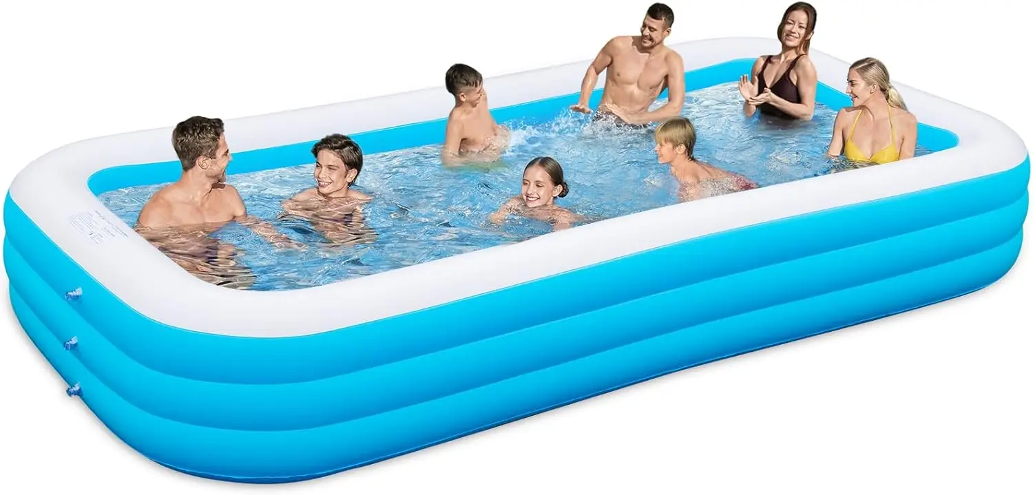

Large Inflatable Pool for Adults, 145" X 74" X 22" Oversized Thickened Family Blow Up Poo