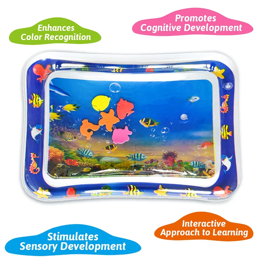 1pc Tropical Fish Inflatable PVC Playing Mat Baby Play Water Mat Toddler Pad Kids Early Education Activity Toys Mat Cushion Gift