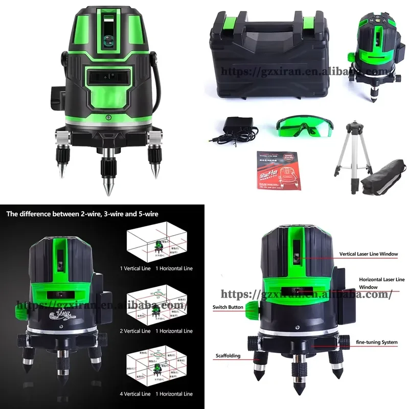 3-Line self-leveling cross green beam of light level measuring tool 360 degrees horizontal and vertical automatic