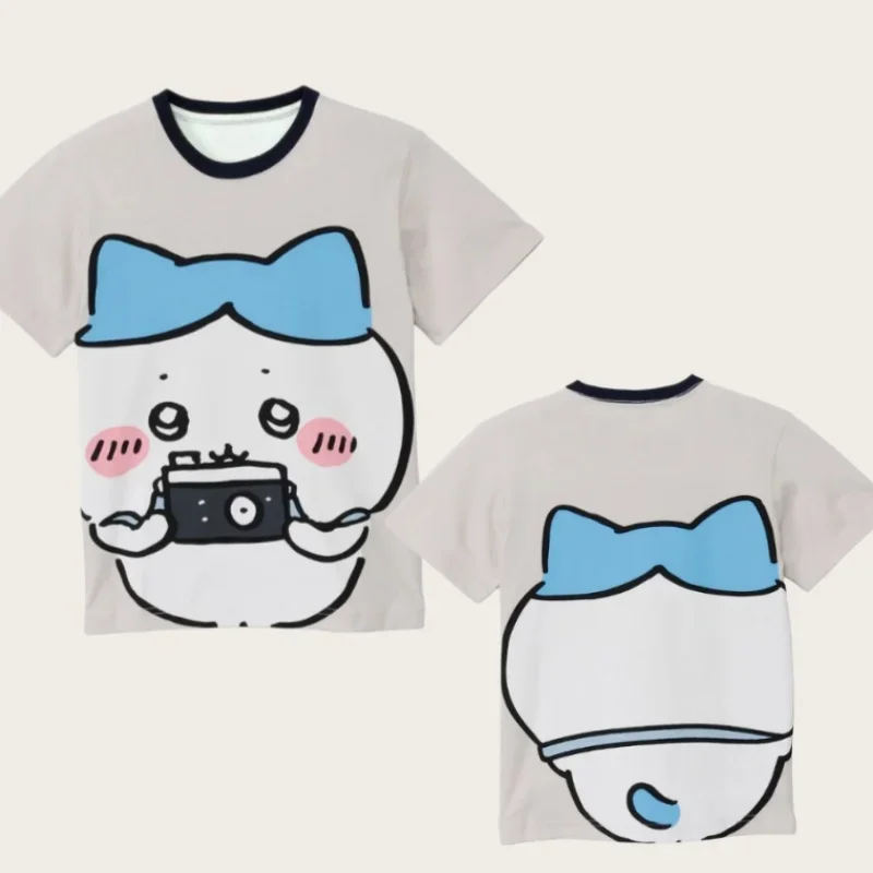 Chiikawa ist überall hier! Weiche, niedliche Cartoon-3D-Print-T-Shirts für Erwachsene Paare, Sportliche Freizeitkleidung, atmungsaktiv, kurze Ärmel, Familien-Matching – Detail 10