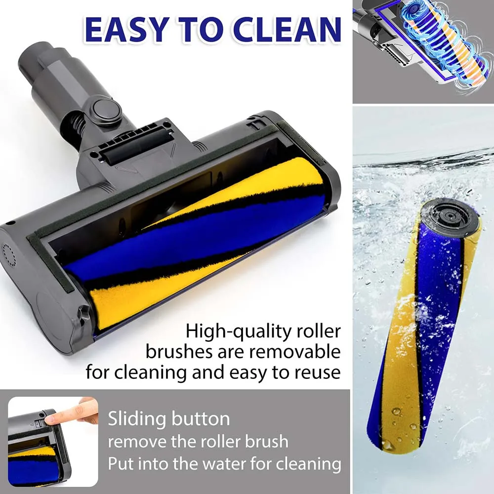 Laser Floor Brush For Dyson V10slim V12slim Replacement Parts Laser Soft Suction Head Attachment LED Roller Brush Accessories