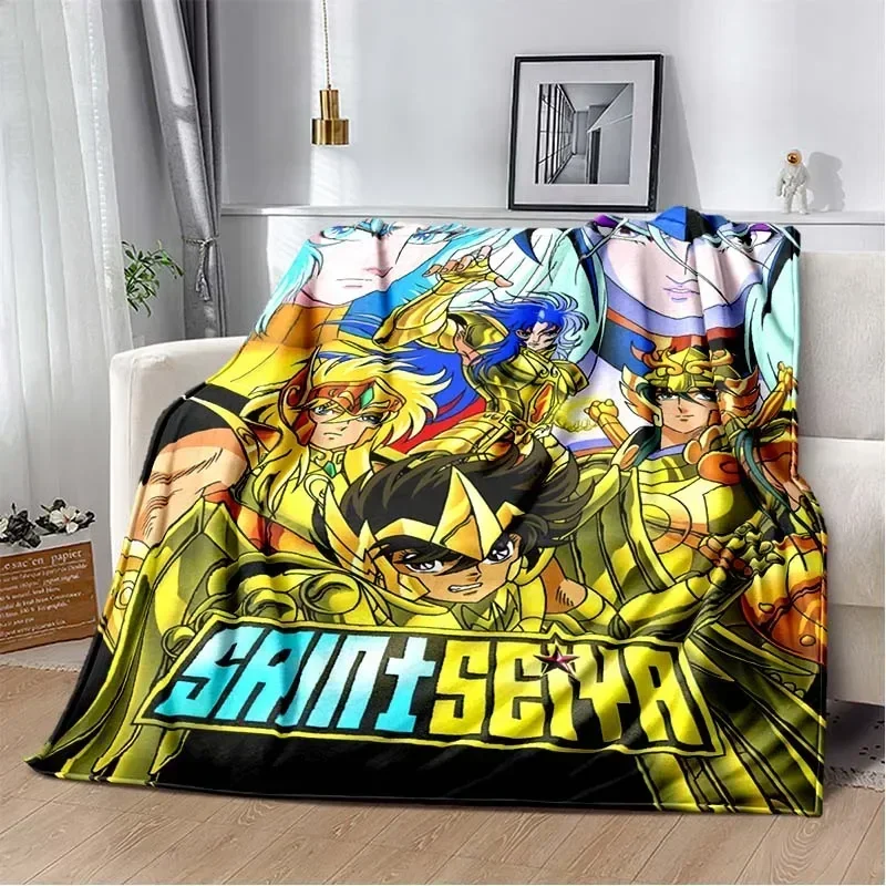 3D Retro Saint Seiya Anime Cartoon Flannel Blanket Soft Cozy Sofa Bed Travel Blanket Child Birthday Gift