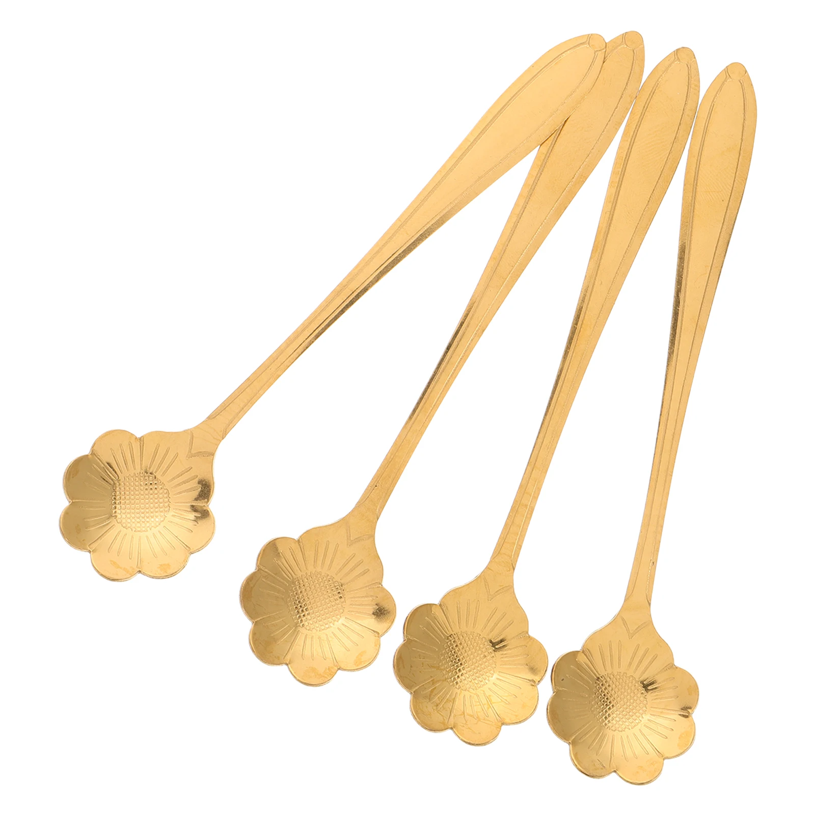

4 Pcs Spoon Unique Stainless Steel Elegant Mixing Gold Ice Ice Cream Spoon Cream Flower Shaped Dessert Teaspoon