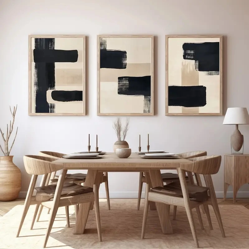 3  (10)/комплект, простой бежевый и черный абстрактный постер, холст, художественный принт, богемное настенное украшение для фона, современная гостиная