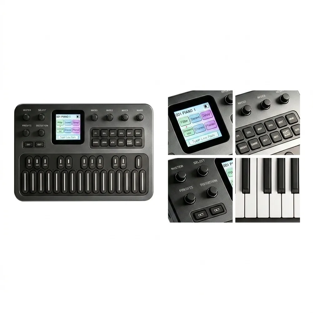 FM-1 Synth with FM Radio Synthesis 12-Polyphony Support 16-Step Sequencer Chorus Distortion and 3.5mm For MIDI Input