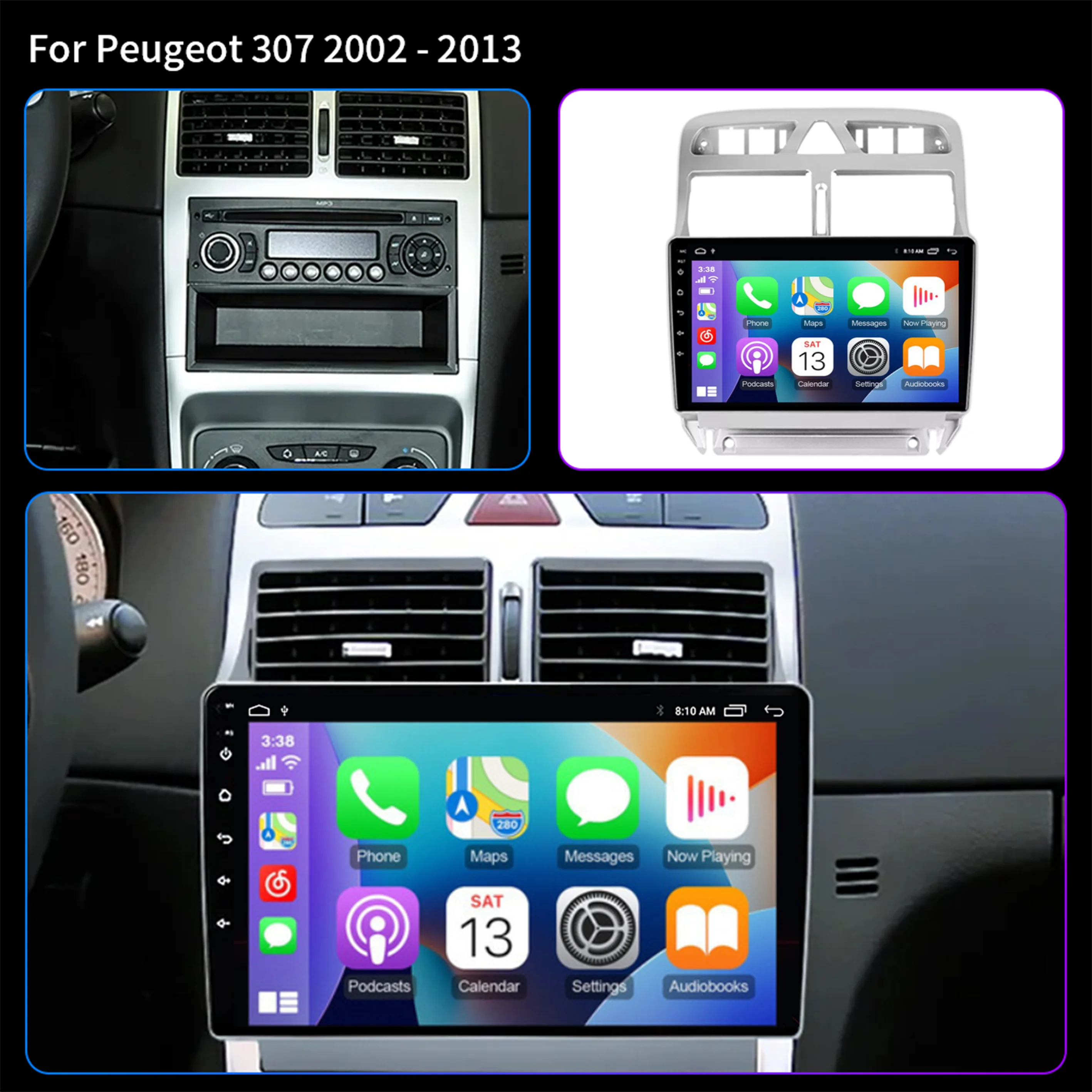 for Peugeot 307 SW 2002-2013 Android 15 Car Radio Multimedia Video Player Navigation GPS 4G Wireless Carplay Auto 2 Din Stereo