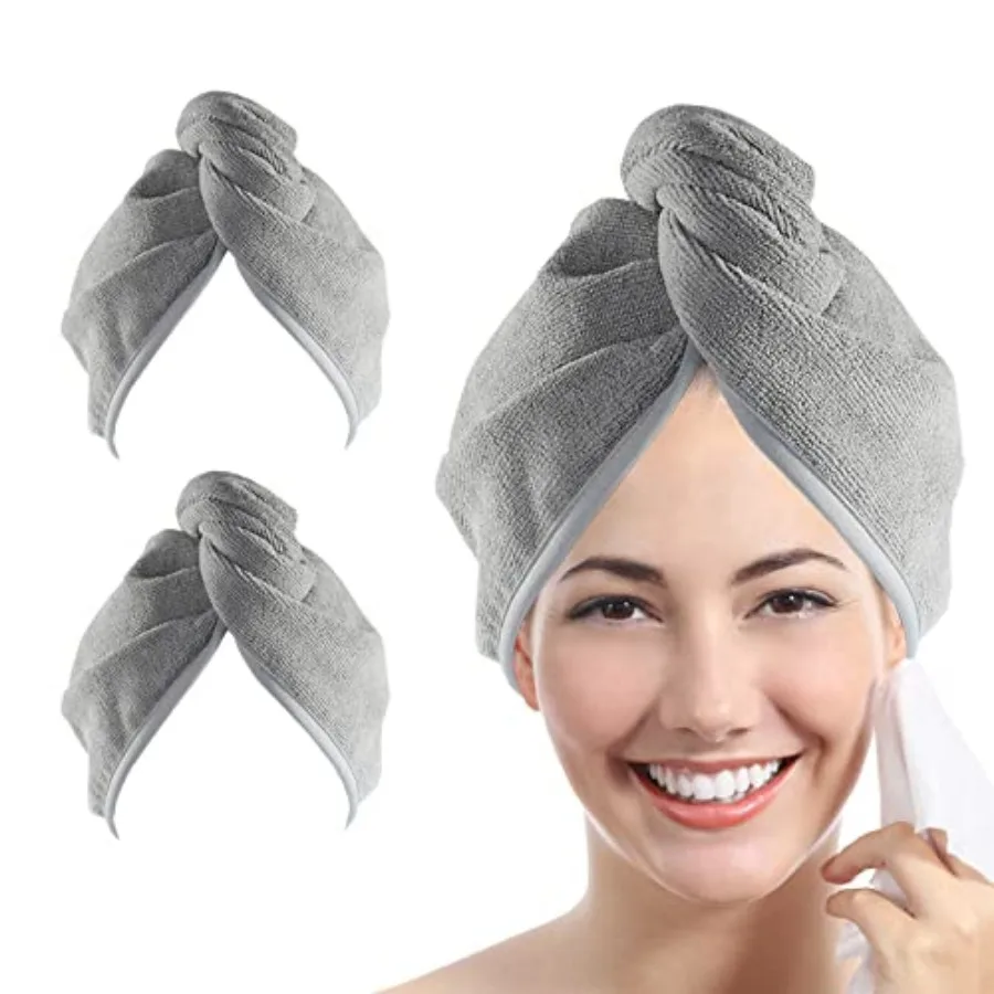 Microfiber Hair Towel Hairs Wrap: 2 Pack 10X26 Hair Dryer Towels for Women Absorbent Turban Twist Drying Shower Cap Curly Hairs