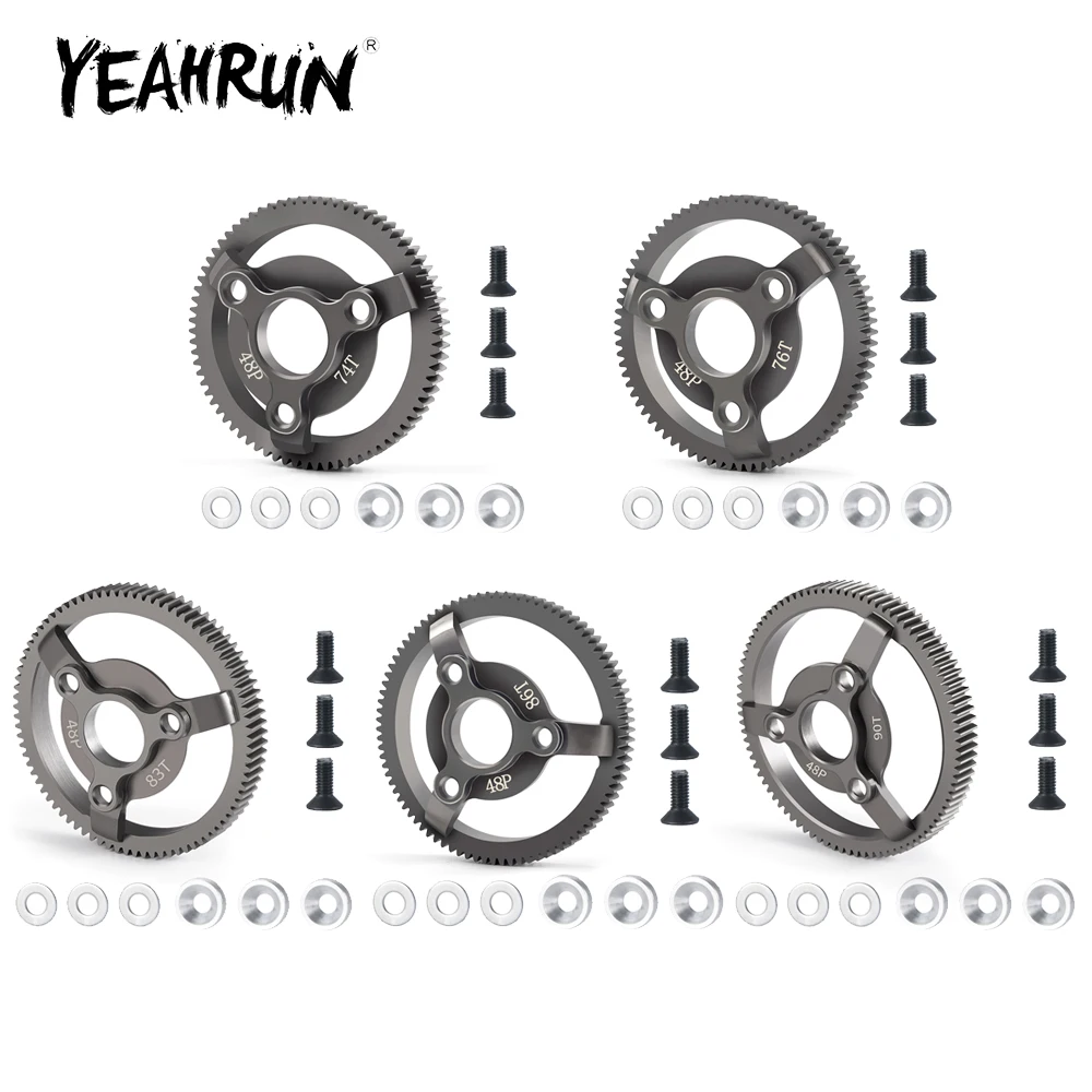 

YEAHRUN 40CR Steel 48P 74T/76T/83T/86T/90T Spur Gear for Traxxas Slash 2wd 1/10 RC Car Monster Truck Model Upgrade Parts