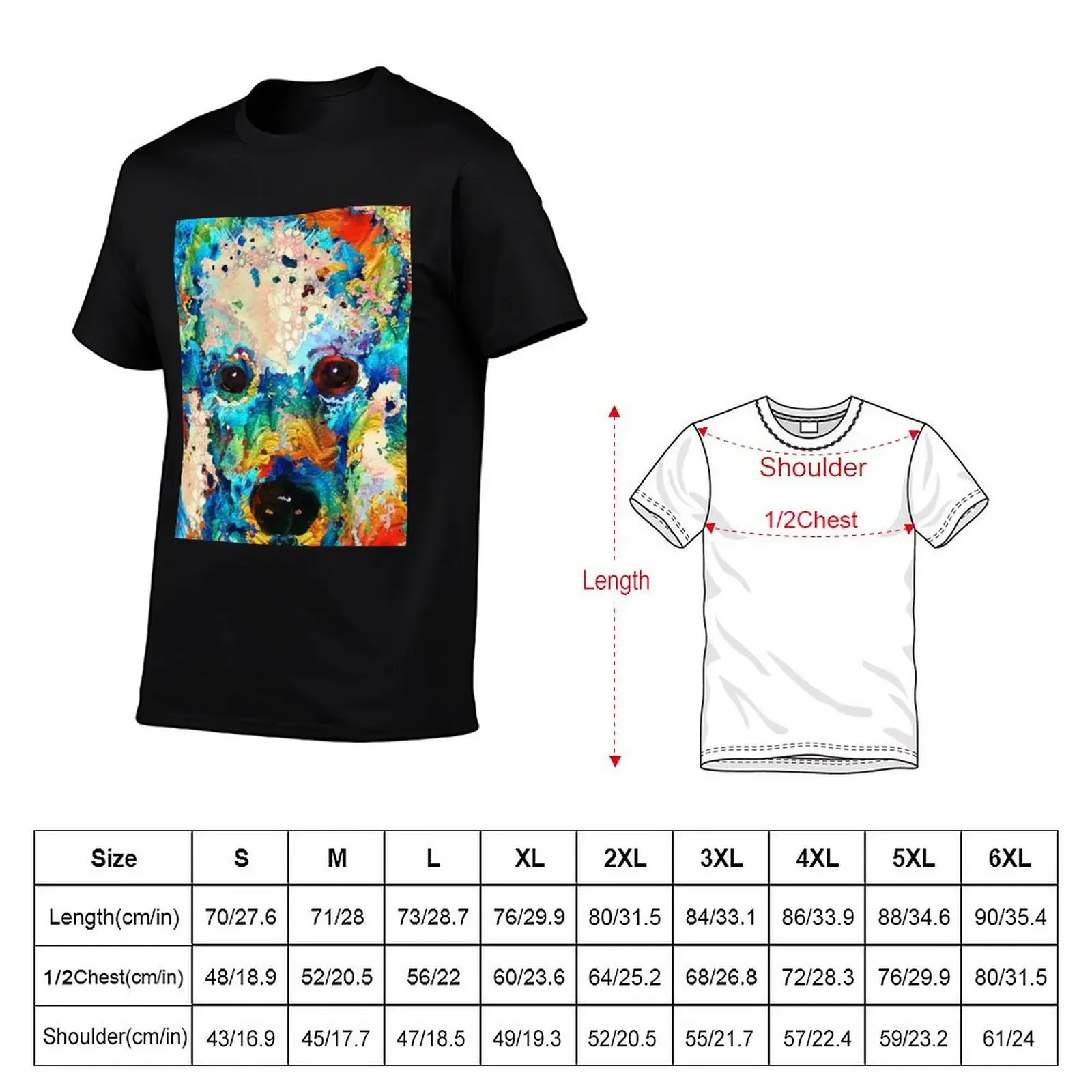 Rainbow Color Poodle Dog Art by Sharon Cummings T-Shirt tops plus size clothes affliction shirts mens plain t shirts