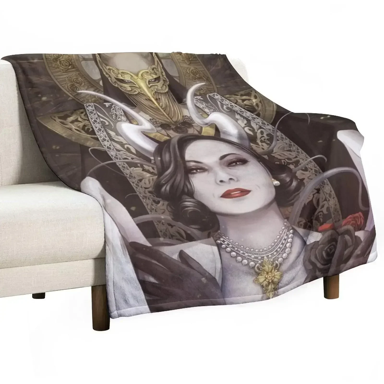 

Lady Dimitrescu with Mother Miranda Throw Blanket For Sofa Thin manga Polar Blankets