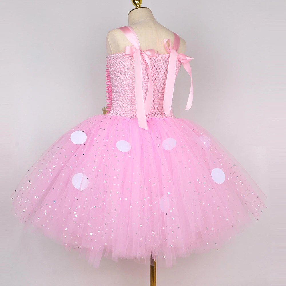 Sparkling Baby Pink Minnie Mouse Costumes for Girls Birthday Christmas Tutu Dress Kids Cartoon Outfits Children Animal Clothes