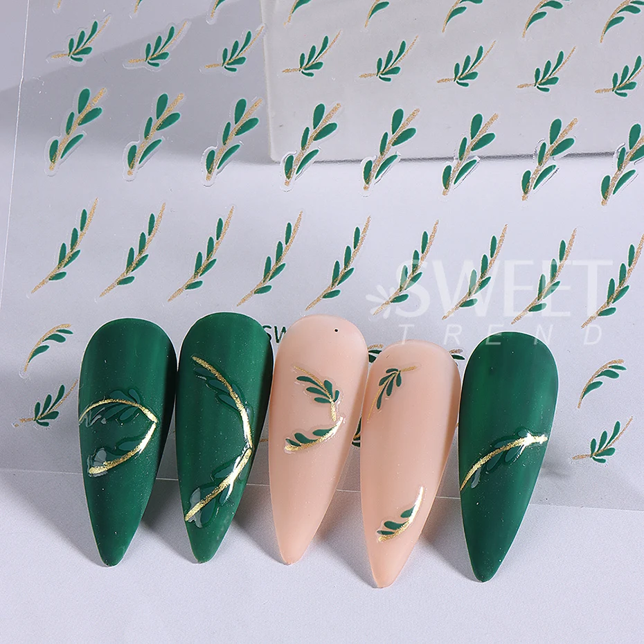 Autocollants 3D pour ongles, 2 pièces, feuilles de ligne dorée, Halloween, mauvais œil, serpent, soleil, étoile, ligne dorée, décalcomanies pour ongles, décorations de manucure à faire soi-même