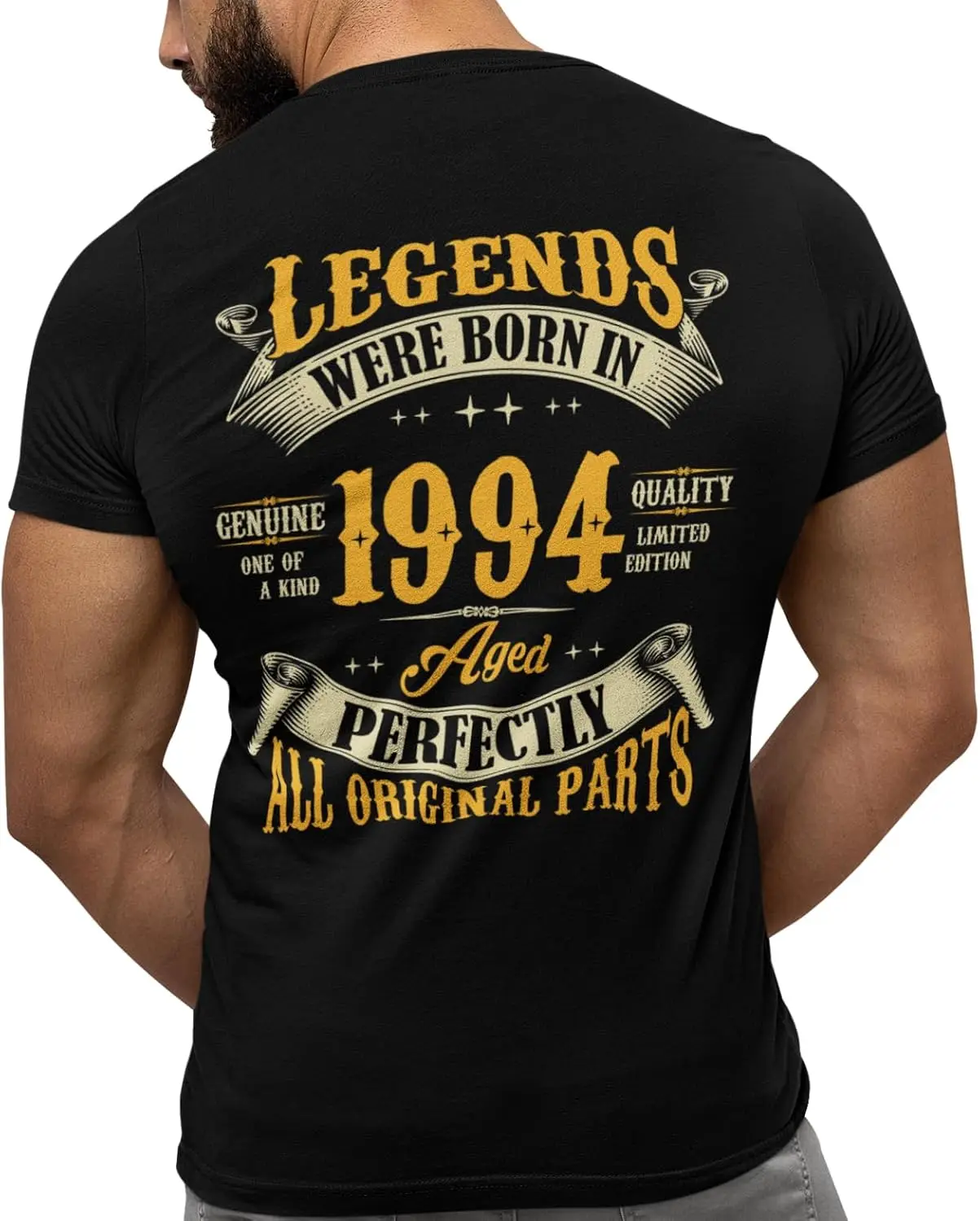 Vintage 30 Years Old Funny T Shirts Men Legends Were Born in 1994 Streetwear Plain Shirt Full Back Print Men's T-shirt