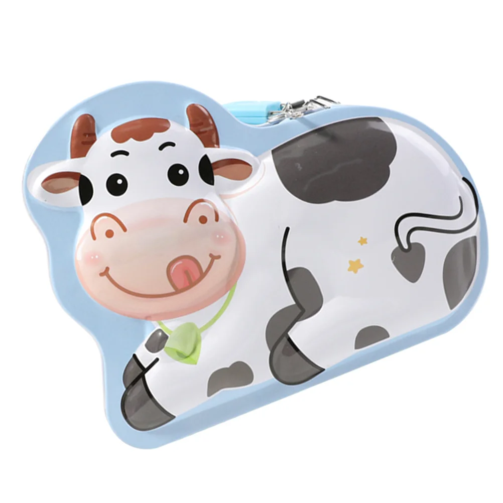 حليب البقر أصبع البنك صفيح المال سعة كبيرة عملة تخزين الاطفال صندوق التوفير الإبداعية الكرتون تصميم الأطفال هدية صفيح #5