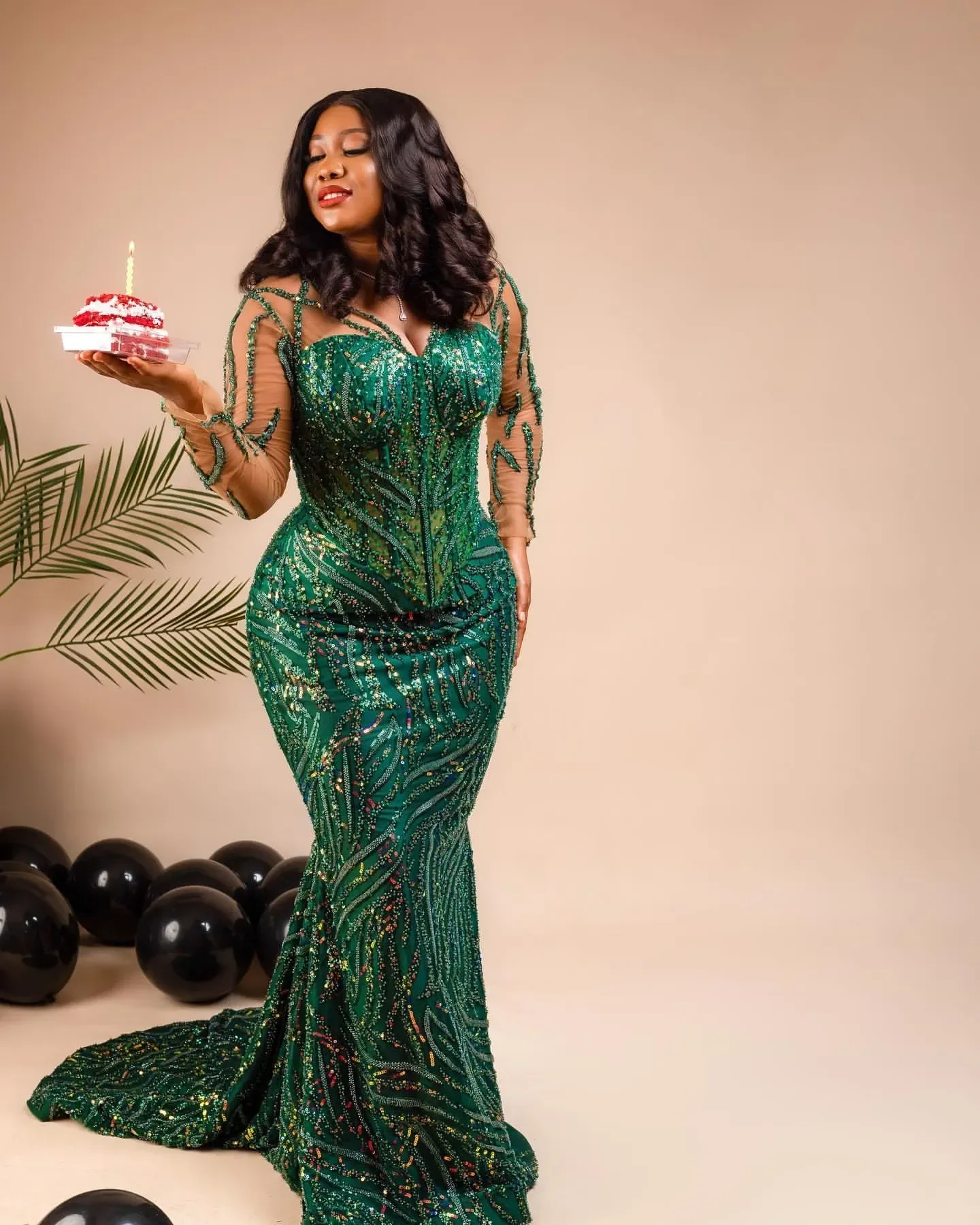

Sequined Dresses For Special Occasions Full Sleeves Lace Evening Formal Party Birthday Second Engagement Gowns African Aso Ebi
