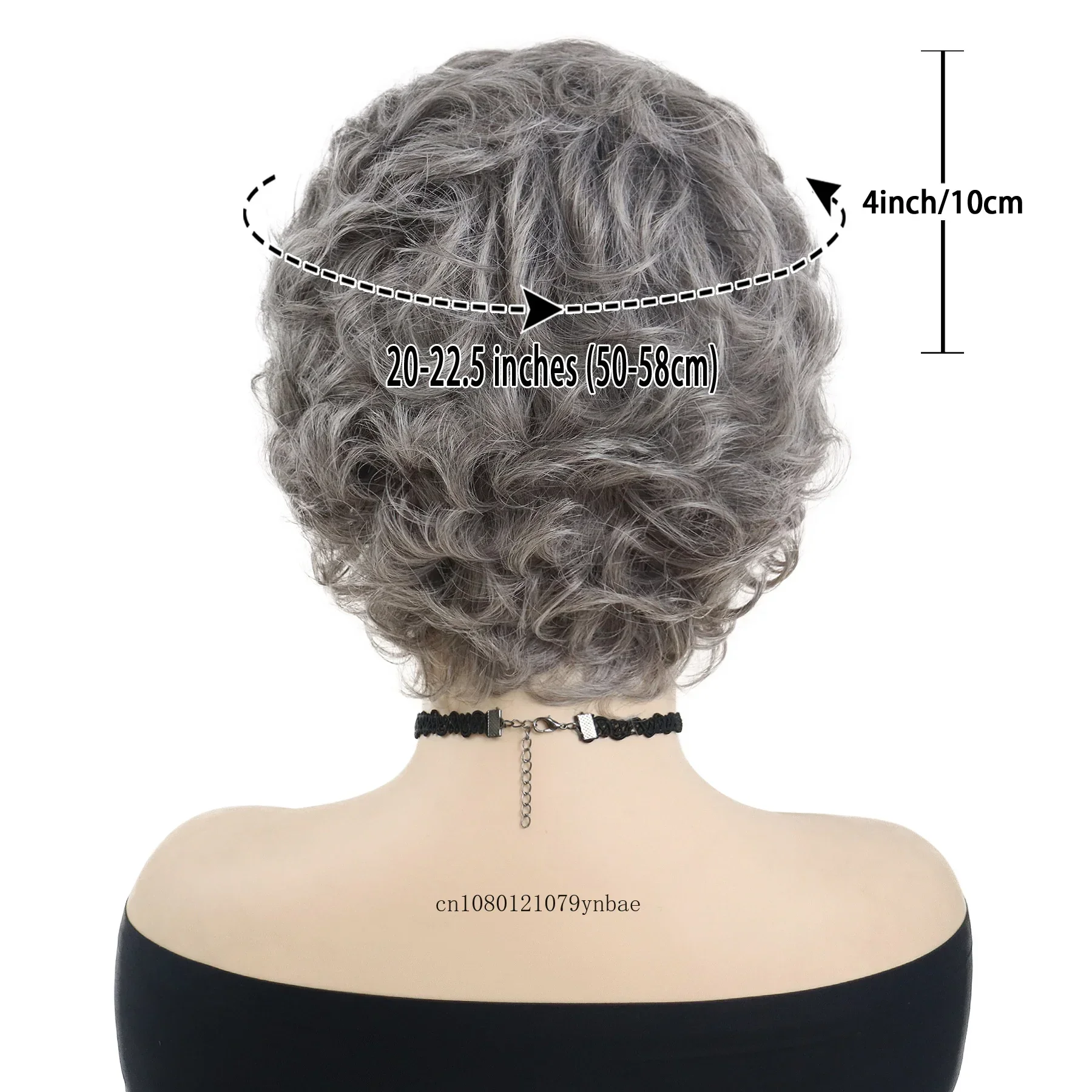 Wig Kostum Wanita Tua Sintetis untuk Wanita Wig Nenek Keriting Abu-abu Ombre Pendek Rambut Pesta Cosplay Ulang Tahun Tahan Panas