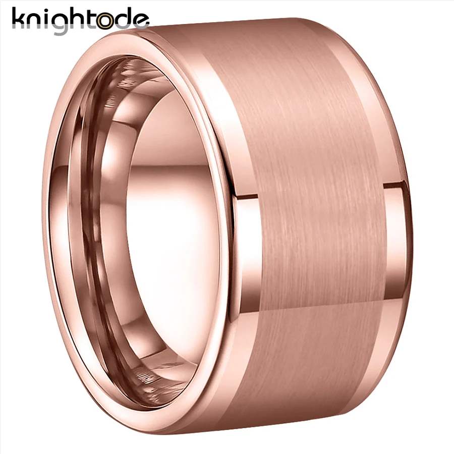 10mm 12mm Mens Tungsten Carbide Thumb Ring For Women Wedding Band Party Flat Center Brushed Finish Comfort Fit