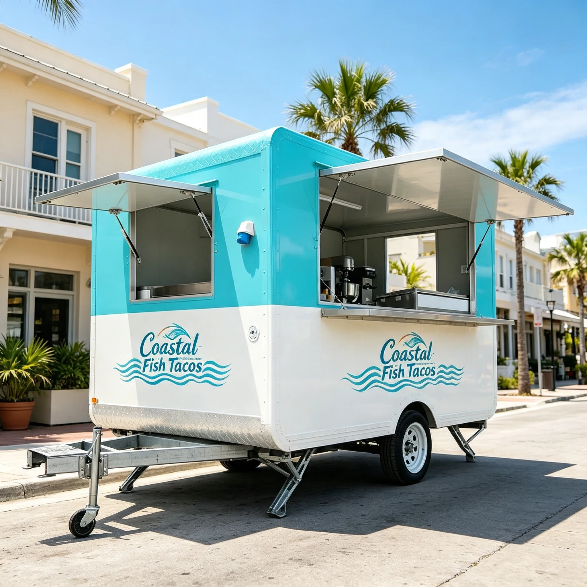Luxury Fully Equipped Food Trailer Ice Cream Food Cart Trailer Mobile Food Truck Trailer Mini Food Truck with Concession Window