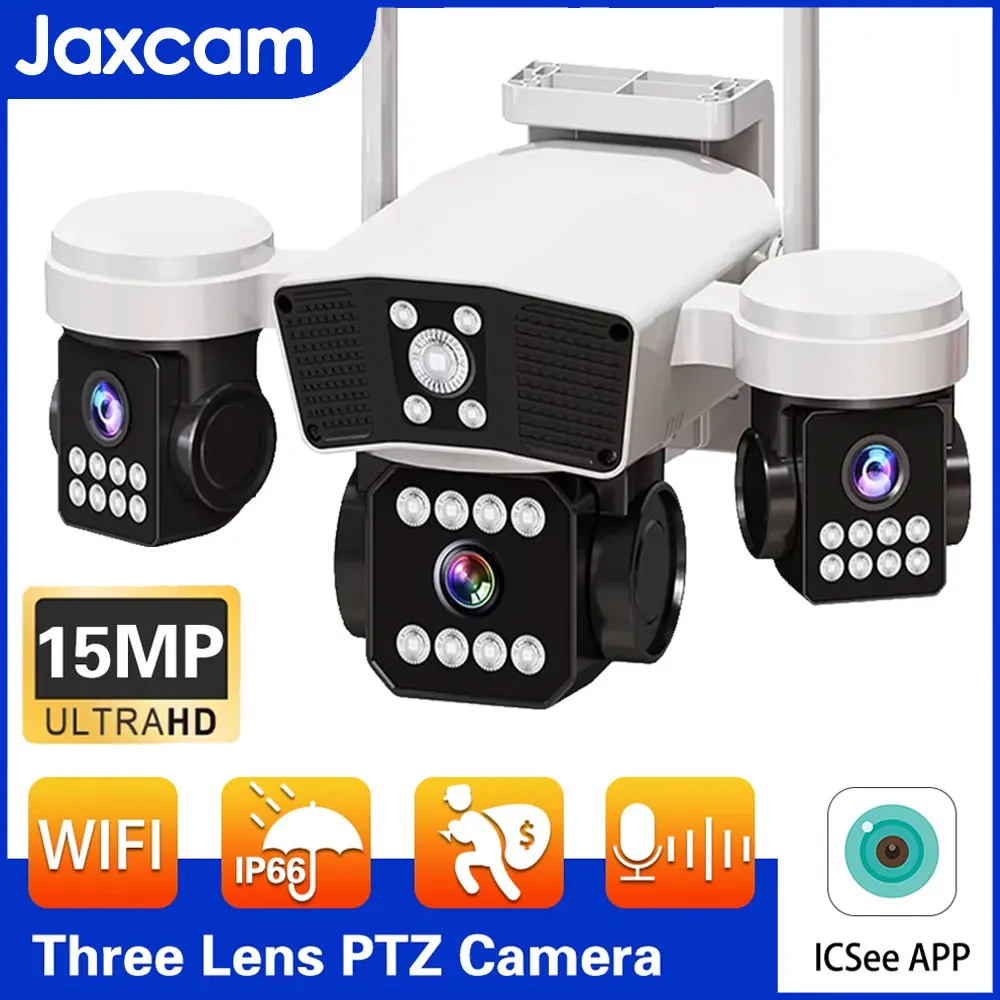 

3Lens 3Screens PTZ IP Camera 15MP Outdoor Wireless WiFi Security Camera Audio Record Auto Tracking CCTV Video Camera Waterproof