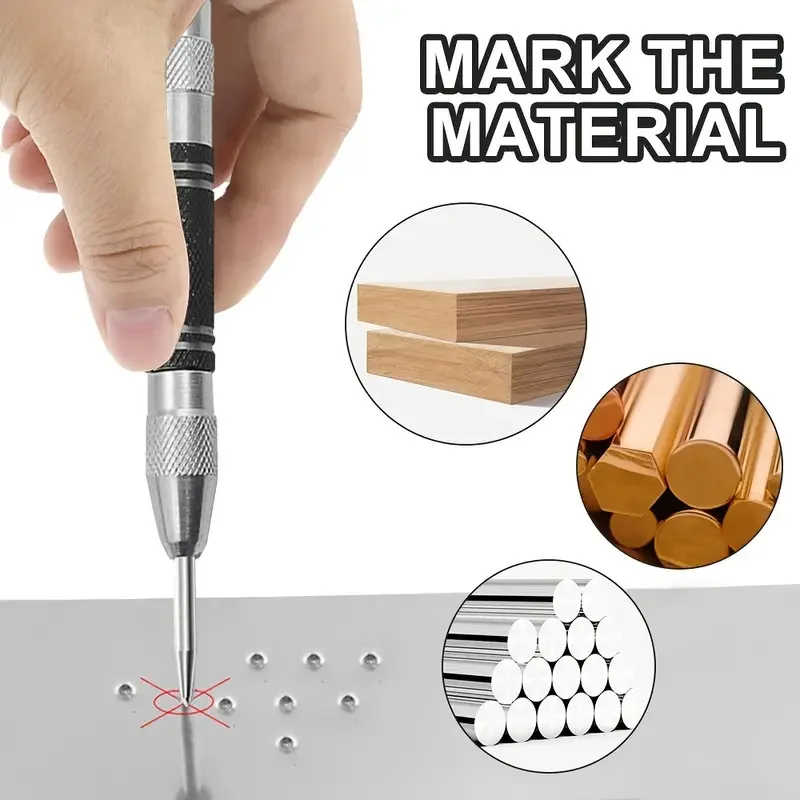 Automatic Center Punch Wood Indentation Mark Woodworking Tool Bit Punch Needle General Adjustable Spring Loaded Metal Drill Tool