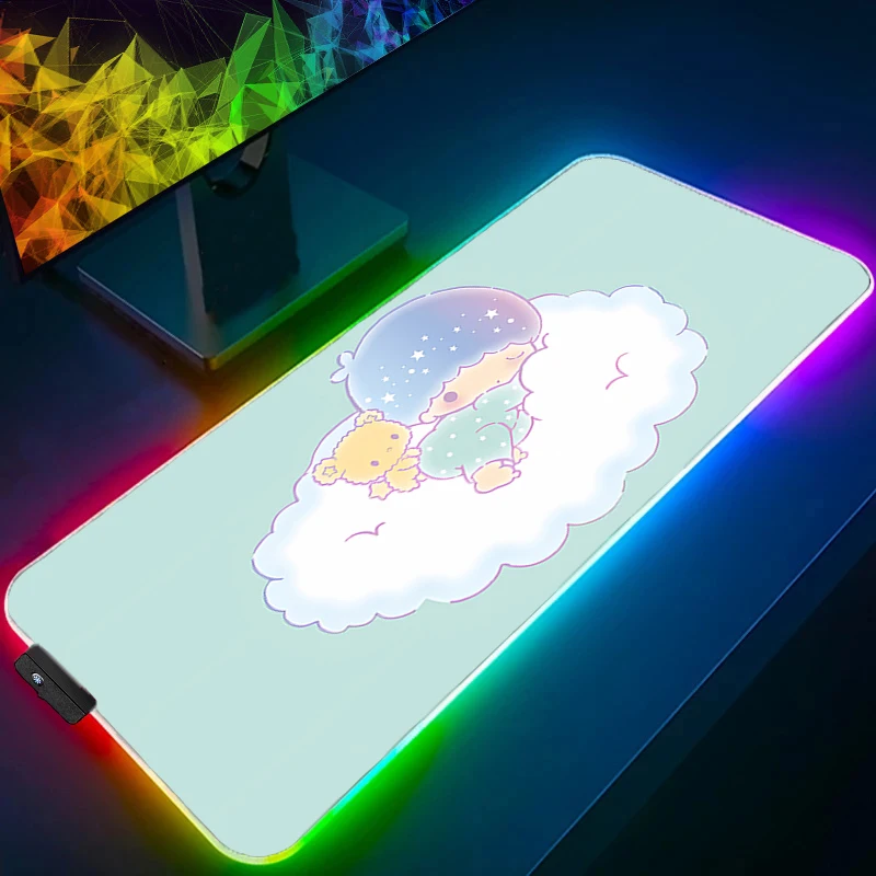 컴퓨터 마우스 패드 LED 리틀 트윈 스타 게이머 마우스 패드 게이밍 마우스패드 XXL 데스크 마우스 패드 RGB 키보드 마우스 백라이트 카펫