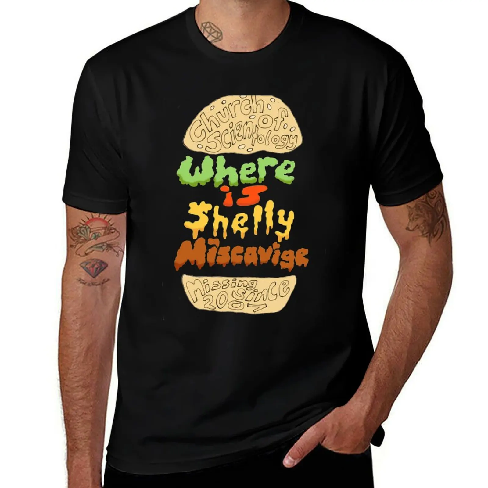 Where Is Shelly Miscavige? T-Shirt Short sleeve tee designer shirts graphic t shirts sublime t shirt for men