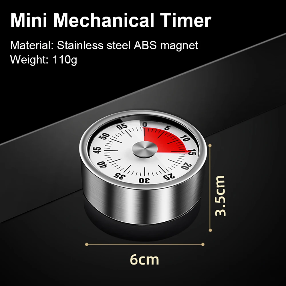 Stainless Steel Visual Timer Kitchen Timer Manual Countdown Mechanical Cooking Timer Cooking Shower Study Stopwatch Timer New