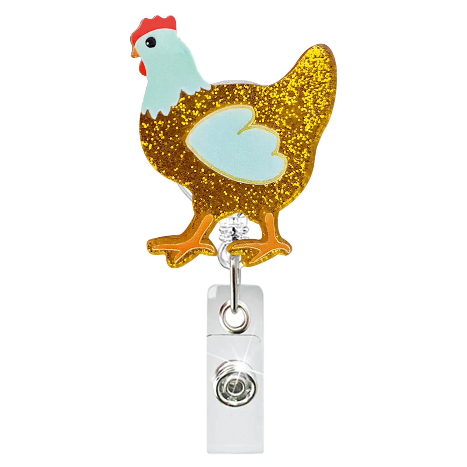 Acrylic Glitter ID Badge Holder Skeleton Uterus Medicine Bottle Retractable Badge Reel Rotatable Crocodile Clip for Doctor Nurse