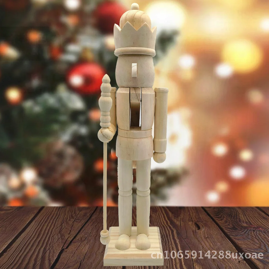 

38cm White Embryo Nutcracker Christmas Ornaments Puppet Walnut Soldier Single Pack Party Festival DIY Decorations