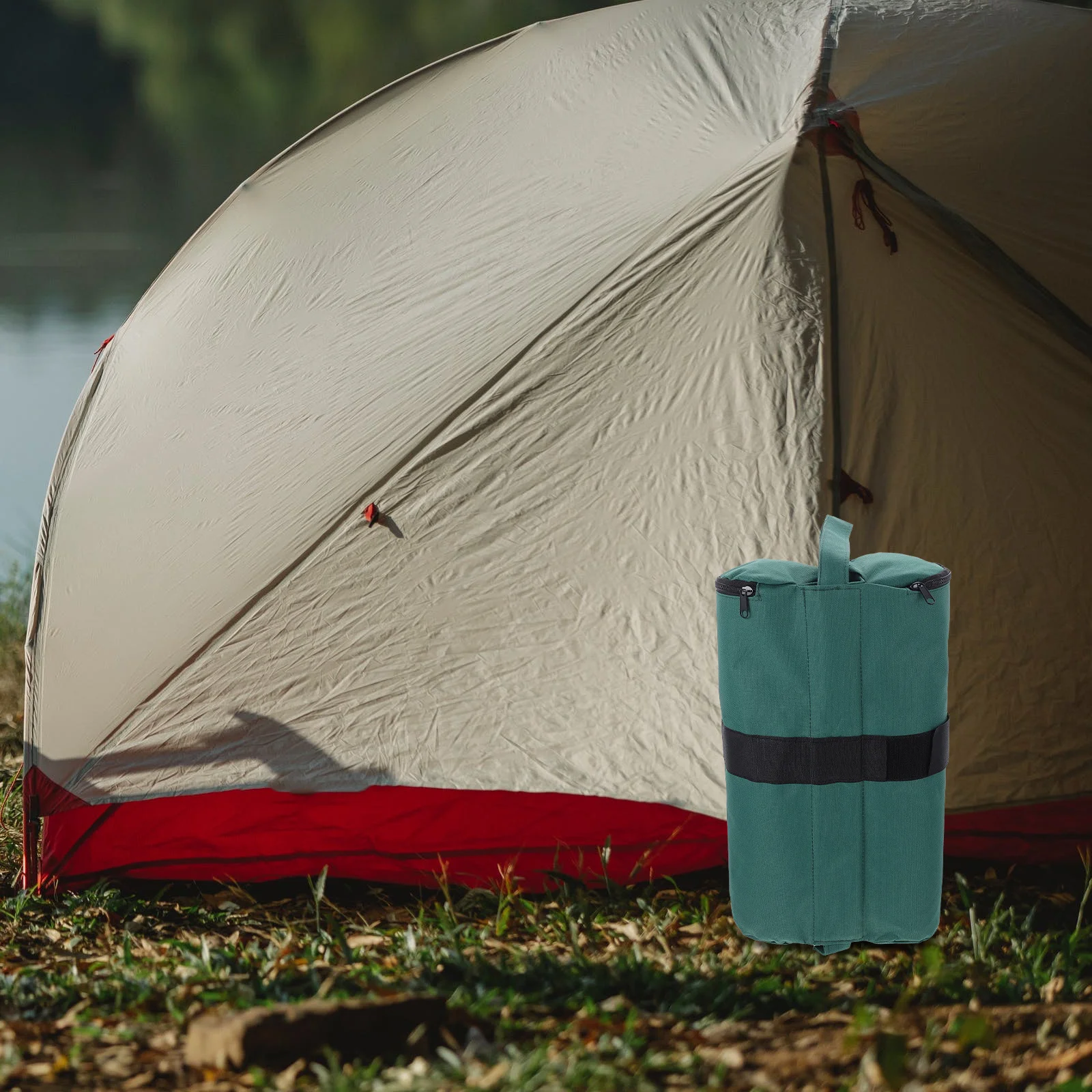 

2Pcs Outdoor Tent Sandbags Dark Green Oxford Cloth Tent Weights for Camping Picnic Market Beach Yard Windproof