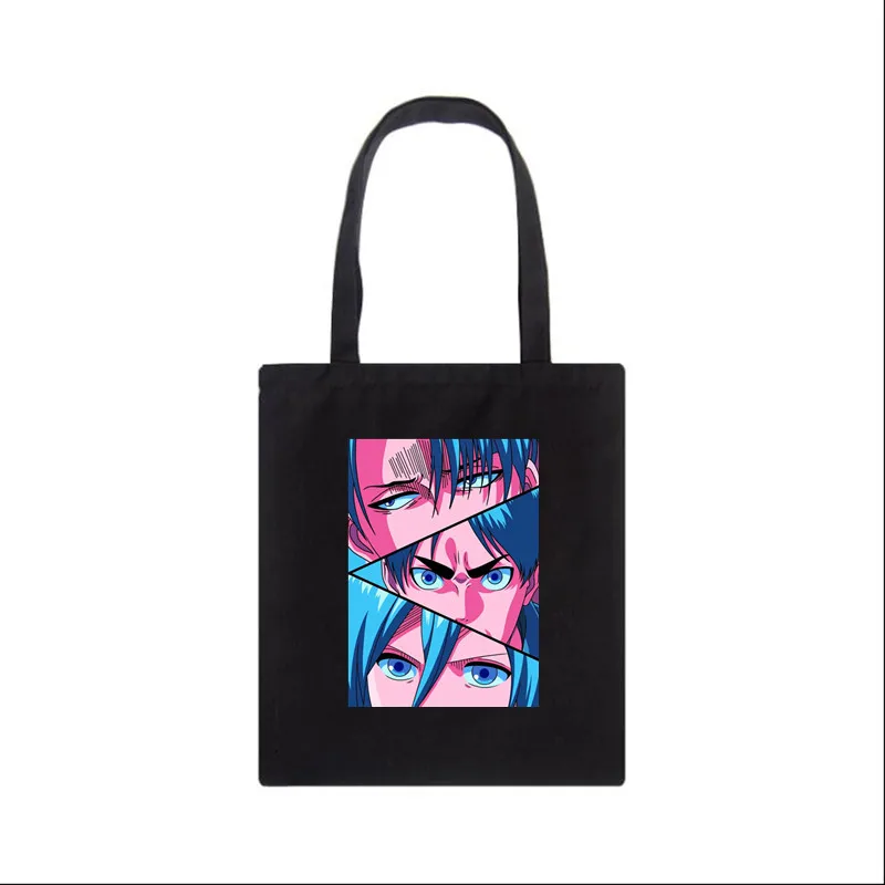 Japan Anime Attack on Titan Large Capacity Harajuku Shopping Bag Canvas Bag Funny Women\'s Shoulder Bags Kawaii Girls Tote Bag