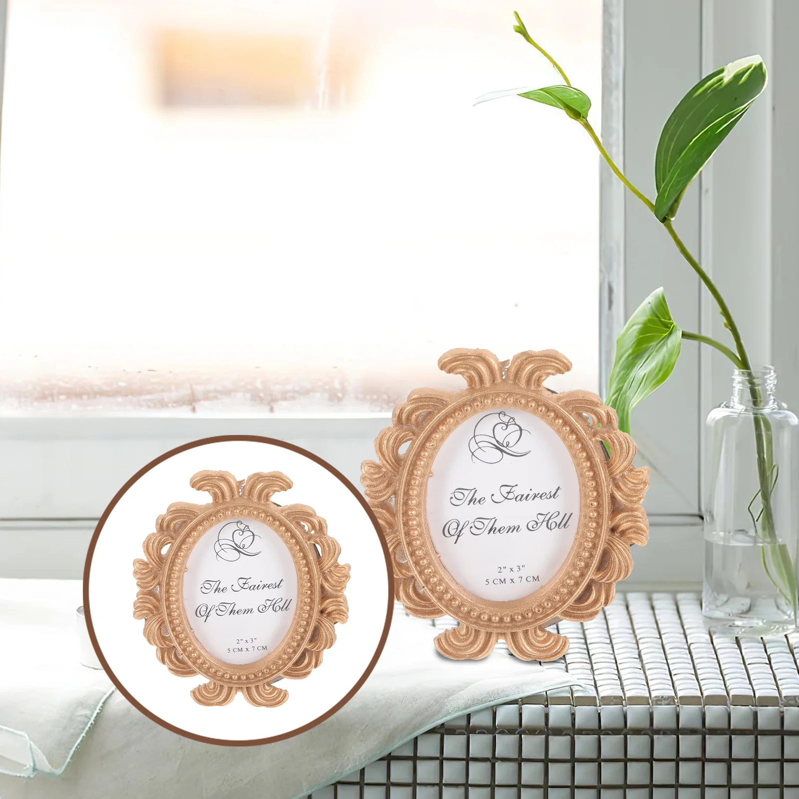 

Ciieeo 2pcs Gold Wedding Photo Frame Clip Decoration Resin Picture Frame for Return Gift Event