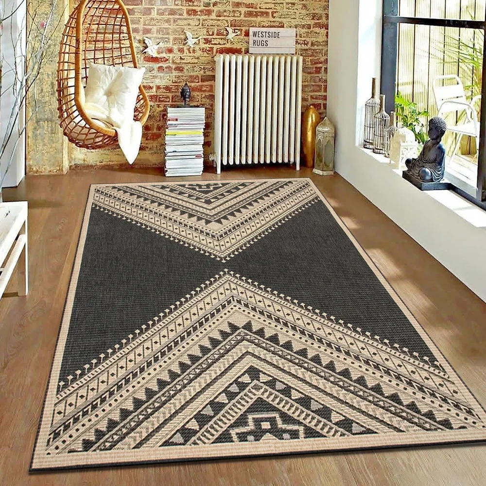 

Scandinavian Geometric Area Rug – Non-Slip Large Living Room Carpet for Sofa & Bedside, Easy-Care Floor Mat