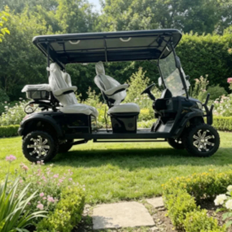6 Seater 72V Lithium Battery Electric Golf Cart Rough Terrain Off Road Golf Cart Seats With Armrests Gear Adjustment Sound Bar
