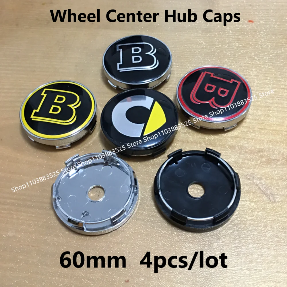 

60mm Modified Wheel Center Hub Caps for BRABUS smart #1 #3 #5 CLS CLS W464 G63 G65 G500 G350 W213 W204 W205 W253 V Emblem Badge