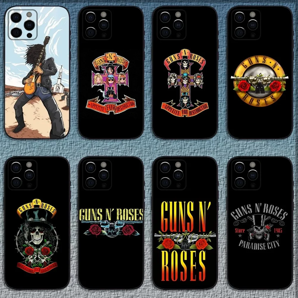 

Band G-Guns N Roses Phone Case For iPhone 17 16 15 14 13 12 11 Pro Max Mini SE 7 8 Plus 16E Air Shockproof Non-Slip Cover Fundas