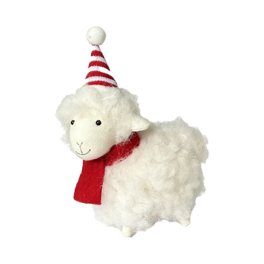 Christmas White Sheep Figurine Ornament, Soft Curly Plush Lamb Hanging Pendant, Xmas Tree Decor Holiday Gift - view 6